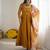 Mustard silk blend embroidered gown set