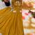 Mustard silk blend embroidered gown set