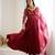 Magenta silk blend embroidered gown set