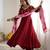 Magenta silk blend embroidered gown set