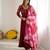 Magenta silk blend embroidered gown set