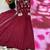 Magenta silk blend embroidered gown set
