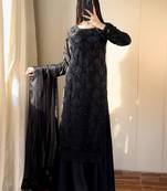 Black net embroidered palazzo set