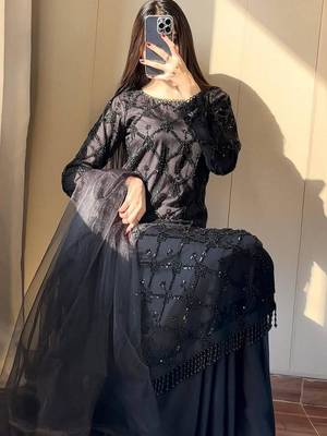 Black net embroidered palazzo set 2