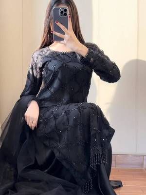 Black net embroidered palazzo set 3