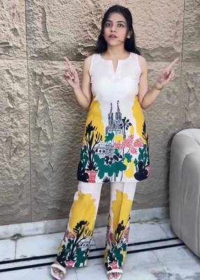 Multicolor cotton silk printed kurta set 1