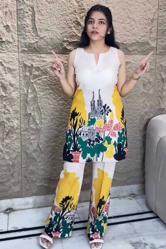 Multicolor cotton silk printed kurta set