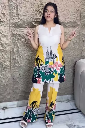 Multicolor cotton silk printed kurta set