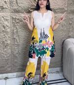 Multicolor cotton silk printed kurta set