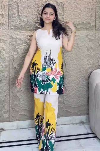Multicolor cotton silk printed kurta set