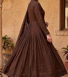 Chocolate silk blend embroidered gown set