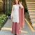 White faux georgette embroidered palazzo set