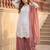 White faux georgette embroidered palazzo set