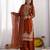 Dark orange silk blend embroidered palazzo set