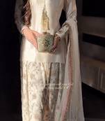 Cream satin embroidered palazzo set