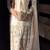 Cream satin embroidered palazzo set