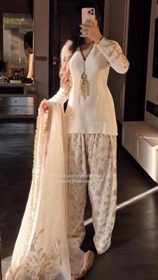 Cream satin embroidered palazzo set 2