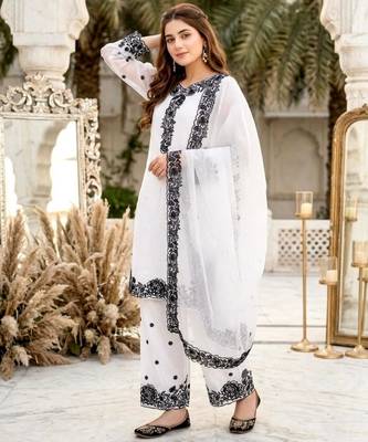 White chanderi embroidered palazzo set 2