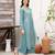 Sky blue silk blend embroidered kurta set