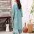 Sky blue silk blend embroidered kurta set