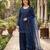 Blue crepe embroidered farshi salwar set