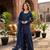 Blue crepe embroidered farshi salwar set