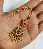 Gold plated maang tikka for women, antique finish south indian temple jewellery 