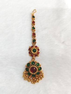 Gold plated maang tikka for women, antique finish south indian temple jewellery  2
