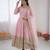 Pink silk blend embroidered anarkali set