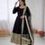 Black silk blend embroidered anarkali set