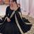 Black silk blend embroidered anarkali set