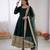 Green silk blend embroidered anarkali set
