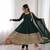Green silk blend embroidered anarkali set