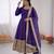 Blue silk blend embroidered anarkali set