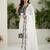 White faux georgette embroidered kurta set