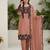 Brown faux georgette embroidered kurta set