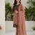 Brown faux georgette embroidered kurta set