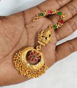 Gold plated maang tikka for women, antique finish south indian temple jewellery 