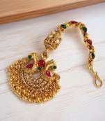 Gold plated maang tikka for women, antique finish south indian temple jewellery 