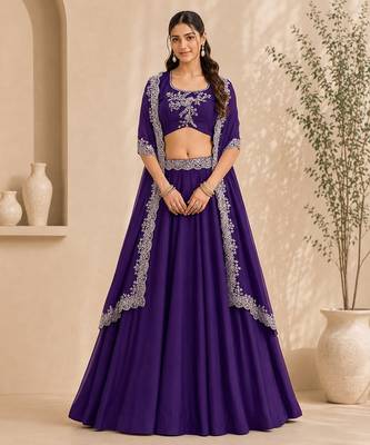 PURPLE COLOUR Rangoli Silk Lehenga Choli with Sequins Embroidery 1