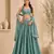 teal blue silk blend lehenga choli with sequins embroidery