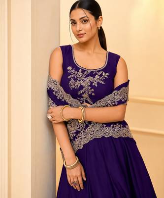 PURPLE COLOUR Rangoli Silk Lehenga Choli with Sequins Embroidery 2