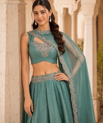 TEAL BLUE COLOUR Rangoli Silk Lehenga Choli with Sequins Embroidery 2