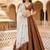 Vichitra silk, delicate thread embroidery brown and white designer lehenga choli set from Frill & Flare
