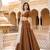 Vichitra silk, delicate thread embroidery brown and white designer lehenga choli set from Frill & Flare