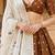 Vichitra silk, delicate thread embroidery brown and white designer lehenga choli set from Frill & Flare