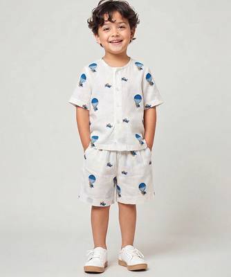 White air balloon printed cotton co ord set 1