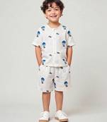 White air balloon printed cotton co ord set