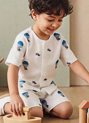 White air balloon printed cotton co ord set 2