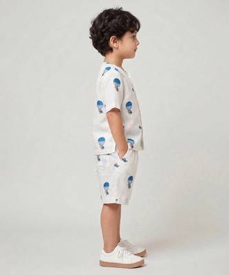 White air balloon printed cotton co ord set 3